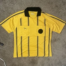 Official Soccer Referee Jersey Yellow Black Stripe Short Sleeve Uniform Shirt