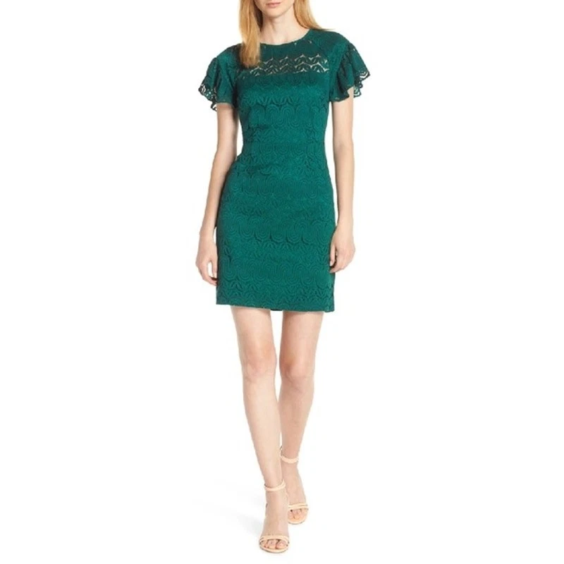 green emerald velvet dress Trina Turk Women's Akumi Sleeveless Lace Maxi Dress in Green Size 10