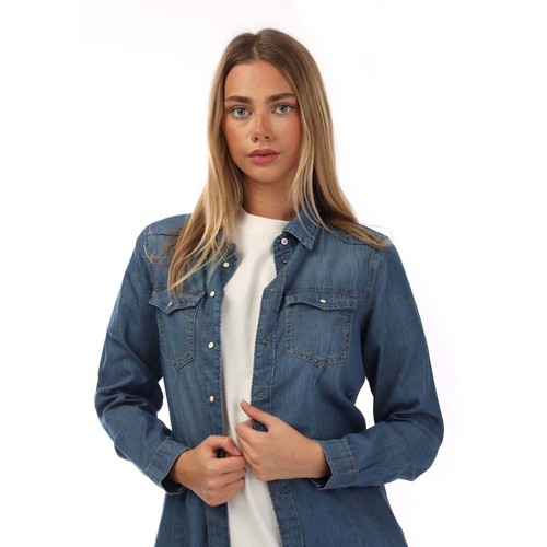 Camicia donna solo Alexa denim cotone colore blu - Foto 3 di 4
