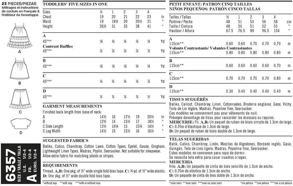 New Look Sewing Pattern 6357 Toddlers Girls ½ - 4 Dress Top Bolero Ruffled Short - image 2 of 4