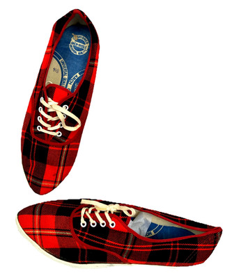 AS FOUND COLLECT Vintage 50s Lady J Canvas Plaid Lace Up Sneaker Shoe