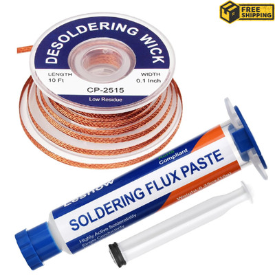 Solder Flux Paste and Solder Wick Braid, No Clean Soldering Flux(10Cc) Soldering