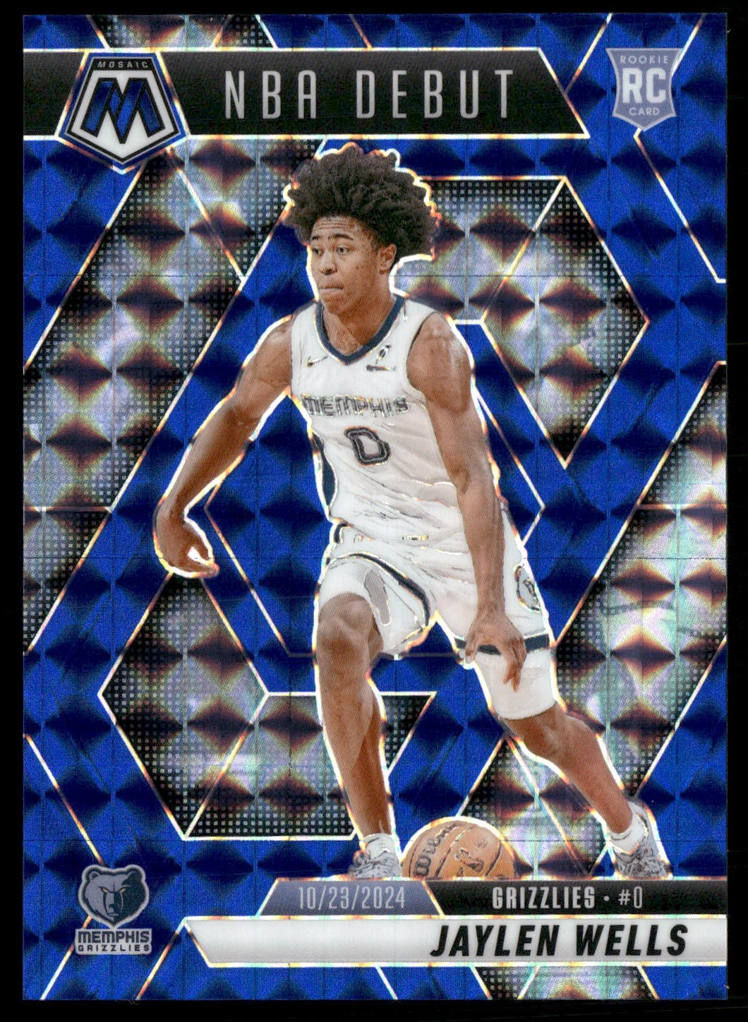 2024-25 Panini Mosaic - NBA Debut Jaylen Wells #260 Blue Mosaic Prizm /199 (RC)
