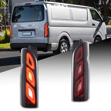 Pair Vland Clear Tail Lights For 2005-2018 Toyota Hiace FULL LED Lamps Animation