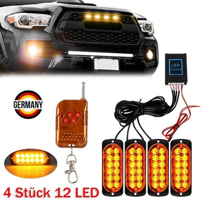 4X LED Auto Frontblitzer Gelbes Blitzlicht Warnleuchte LKW Strobe Licht 12V 36W