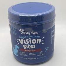 New Zesty Paws Senior Advanced Vision Bites 90 Soft Chews Chicken Exp 07/2027