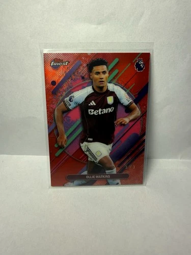 2025-26 Topps Finest Premier League 217 Ollie Watkins Red Refractor 3/3 Book End