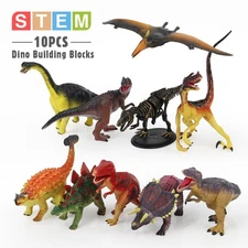 10 PCS Dinosaur Building Blocks, Realistic Dinosaur Toys Figurine to Create Dino