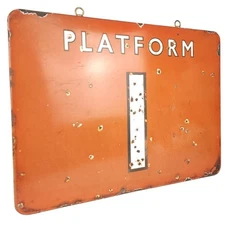 Vintage British Railways North Eastern Enamel Sign – "Platform 1" – 24" x 18"