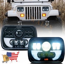 Pair 240w 7x6 Led Headlights Hilo Sealed Beam For Jeep Cherokee Xj 1984-2001 Pair 240w 7x6 Led Headlights Hilo Sealed Beam For Jeep Cherokee Xj 1984-2001