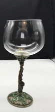 1 Wine Glass Goblets Bronze Enamel Rhinestone Jeweled Stem GIRAFFE 8.5"H