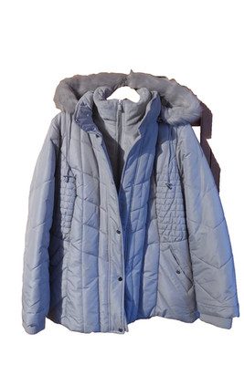 Susan Graver Damen Jacke Kapuze mit Kunstfellbesatz hellgrau Gr. XL