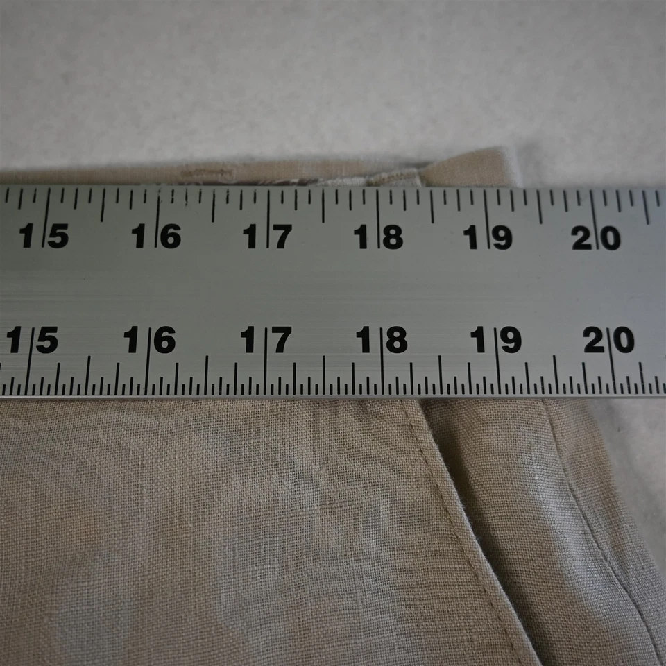 Pantalones clásicos para hombre Lauren Ralph Lauren 38x30 caqui beige 100 % lino frente plano Foto 2 de 4