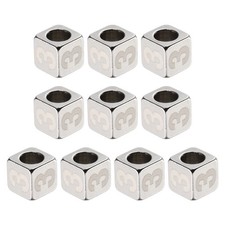 10Pcs Stainless Steels Number Beads Number 3 Cube Square Dice Beads