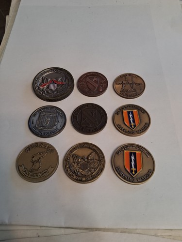 LOT OF 9 DIFFERENT MILITARY CHALLENGE COINS