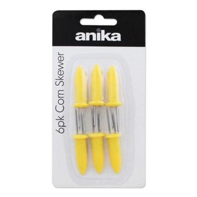 6 x Gelb Maiskolben Spieß Halter Gabel Set Doppel Metall Zinken Küche