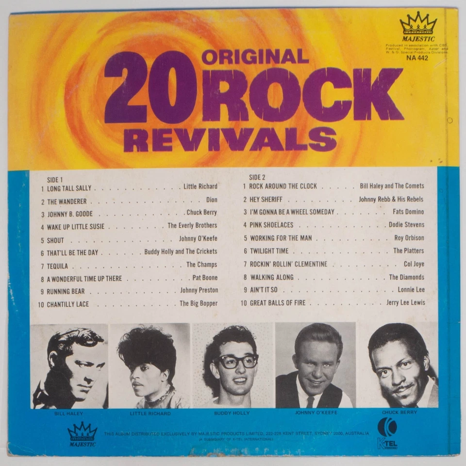 20 ORIGINAL ROCK REVIVALS - VARIOUS ARTISTS - vinyl LP - Majestic - 1972 - VG - Image 2 of 3