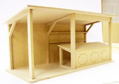 Wide Flat Pack MDF Wooden Market Stall Kit Tumdee 1:24 Scale Dolls House  Shop 