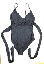 NEW AMERICAN EAGLE AERIE SMALL LONG 1pc BLACK SWIMSUIT FULL COVERAGE, WRAP TOP