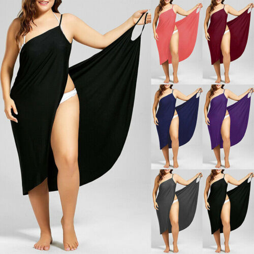 Womens Bikini Cover Up Sarong Beach Wrap Pareo Strappy Dress Solid Swimwear New Image