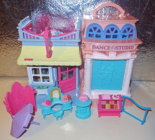 FISHER PRICE SWEET STREETS DANCE BALLERINA STUDIO CANDY STORE HOUSE BUILDING LOT - Picture 6 of 6