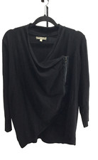 Women's Sweaters  0X - 12W, Vass  Black Oversized Front Zip Long Sleeve Top