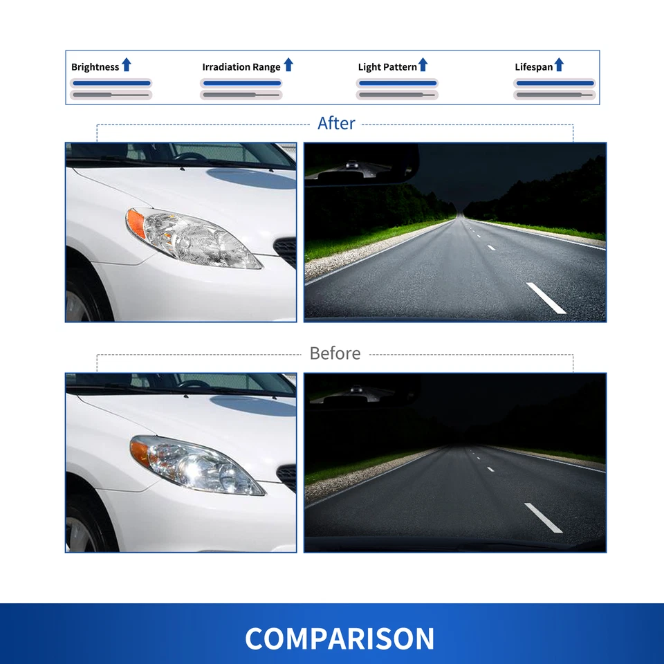 Par de faros halógenos cromados izquierda+derecha para Toyota Matrix 2003-2008 Foto 3 de 4