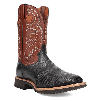 Dan Post Mens Egan Black/Brown Caiman Cowboy Boots