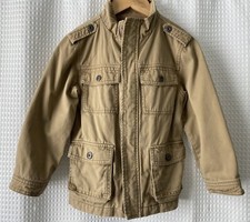 Gymboree Kids Unisex 5-6 Utility Jacket Coat Tan Beige 100 Cotton Fleece Lined