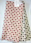 NICOLE MILLER HOME KITCHEN TOWELS(3) RED GREEN BLACK SNOWFLAKES 100% COTTON NWT