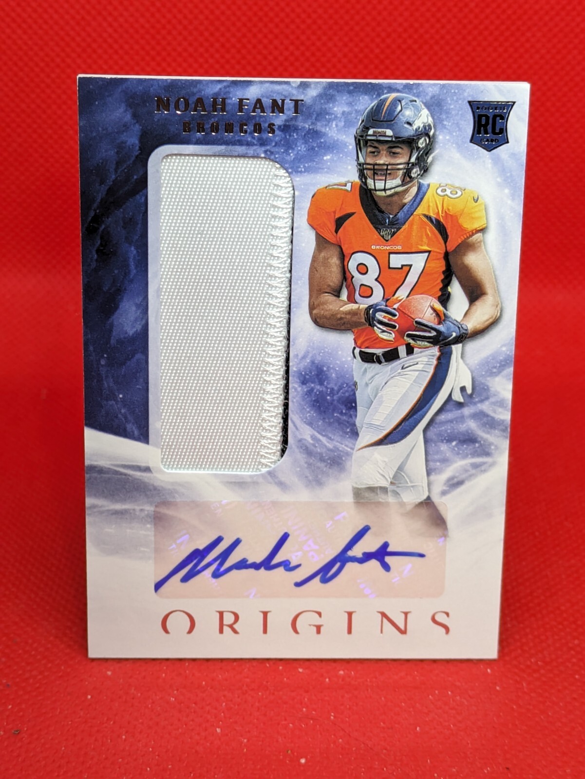 Noah Fant Panini Origins #120 Jumbo Patch Autograph