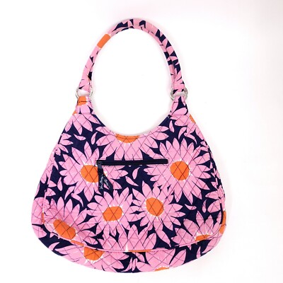 Vera Bradley Shoulder Bag Love Me Pink Floral Quilted Pockets Large Casual