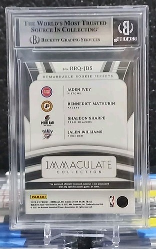 2022 Immaculate Rookie Quad Red Patch Ivey Mathurin Sharpe Williams 10/10 BGS 9 - Foto 2 di 2