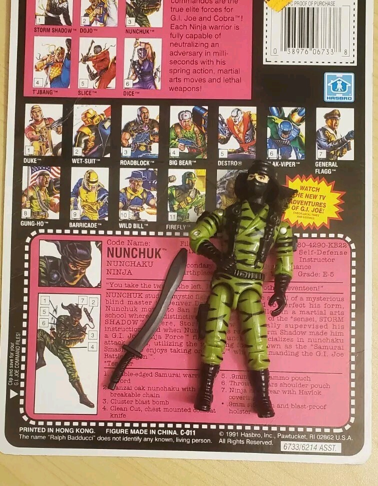 G.I. Joe Ninja Force Nunchuk 1991 W/ Card File INCOMPLETE  ( Legs Are Loose )