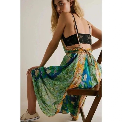Nuevo Maxi Vestido Free People Moondive Floral Fluido Verano Boho Verde XS - Imagen 4 de 16