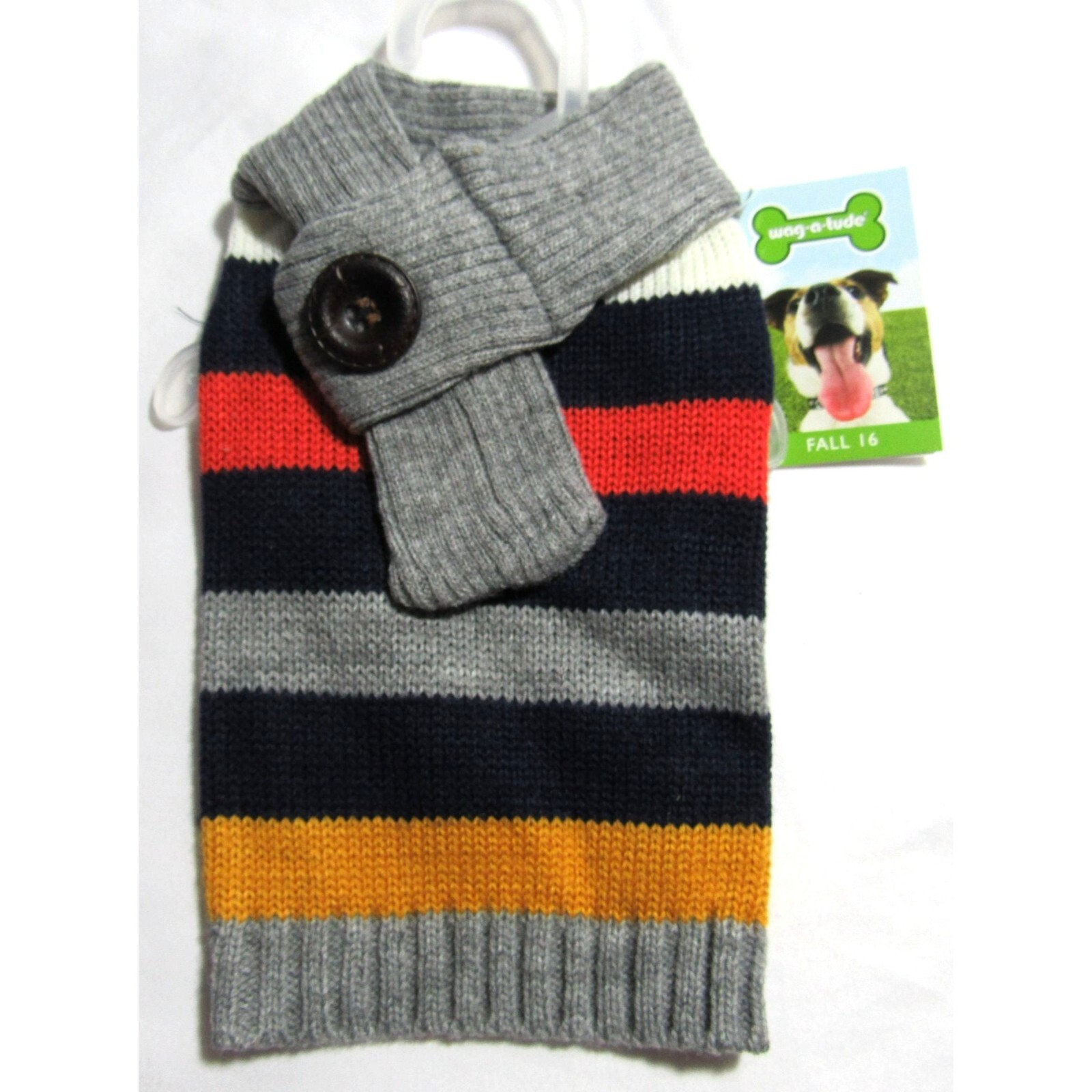 Simply She Wag A Tude Gray With Multi Colored Strips Dog Sweater XXS eBay