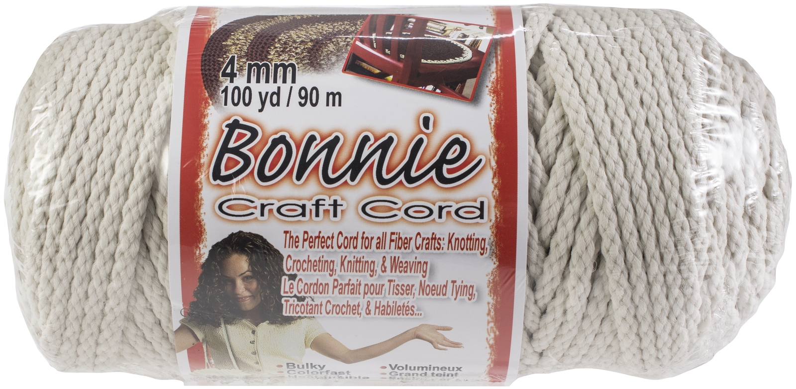 Bonnie Macrame Craft Cord 4mmX100yd-Lamb's Wool