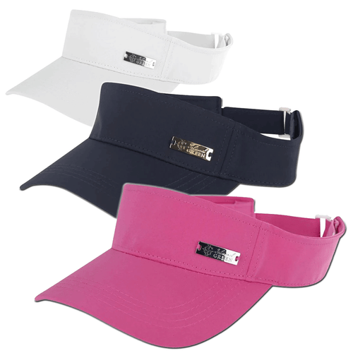 ISLAND GREEN 2024 LADIES CHROME LOGO GOLF VISOR LADIES GOLF SUN VISOR
