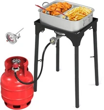 58,000 BTU Propane Fryer Set with Heightened Gas Stove, 18 QT Aluminum Fryer Pot