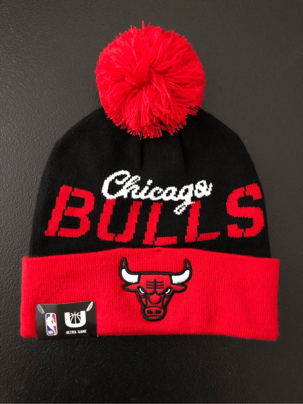 Chicago Bulls Knit Pom Beanie - One Size NBA Team Logo