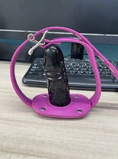 Rosy Restriant Leather Strap Mouth Gag Oral Long Plug Novelty Toy Lockable BDSM