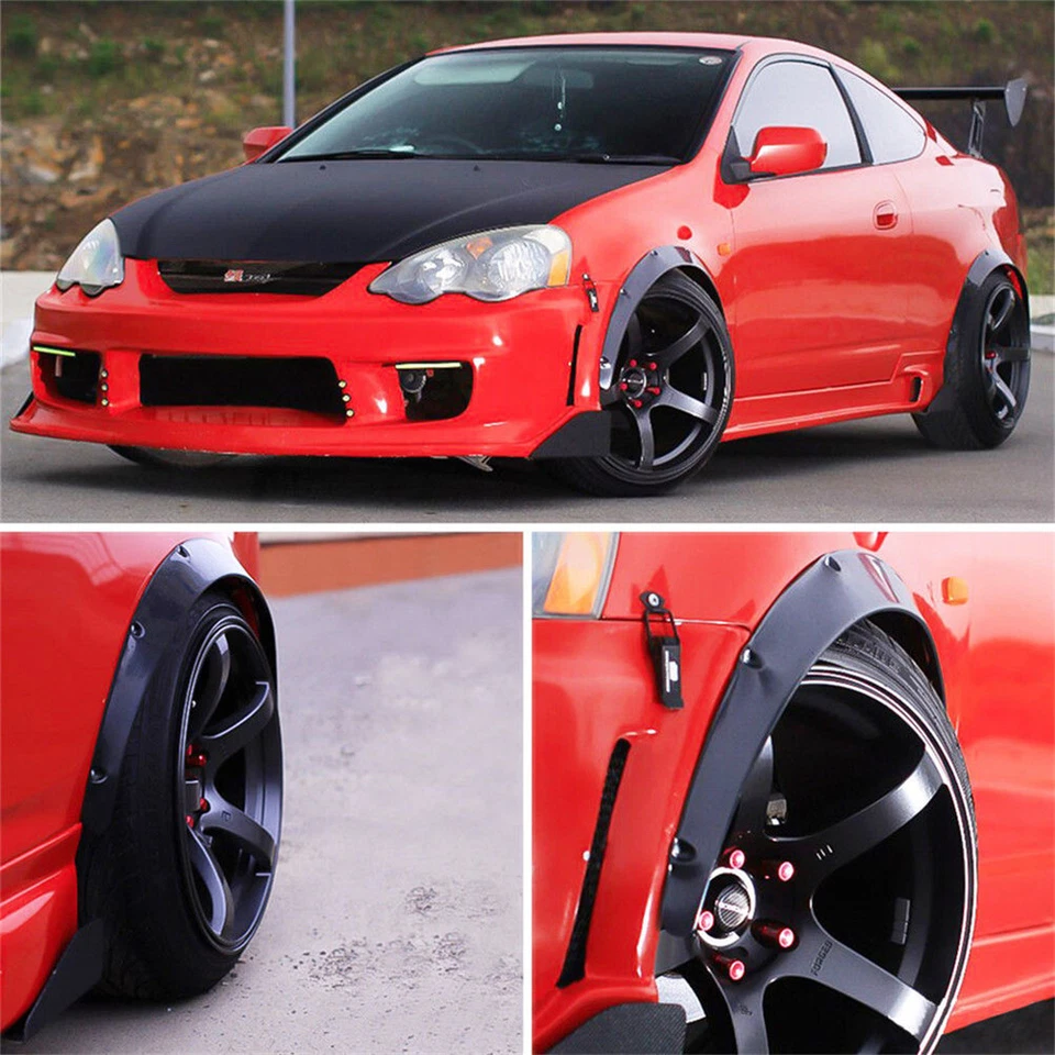 4Pcs 3.5"/90mm Universal Flexible Car Fender Flares Body Wheel Arches Mudguards - Image 4 of 4