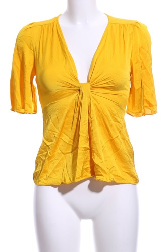 ZARA BASIC Blusa de manga corta Mujeres Talla EU 34 amarillo oscuro elegante - Imagen 3 de 5
