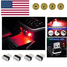 4 PCS USB LED Car Interior Atmosphere Lamp, Plug-in USB Decor Night Light, Po...