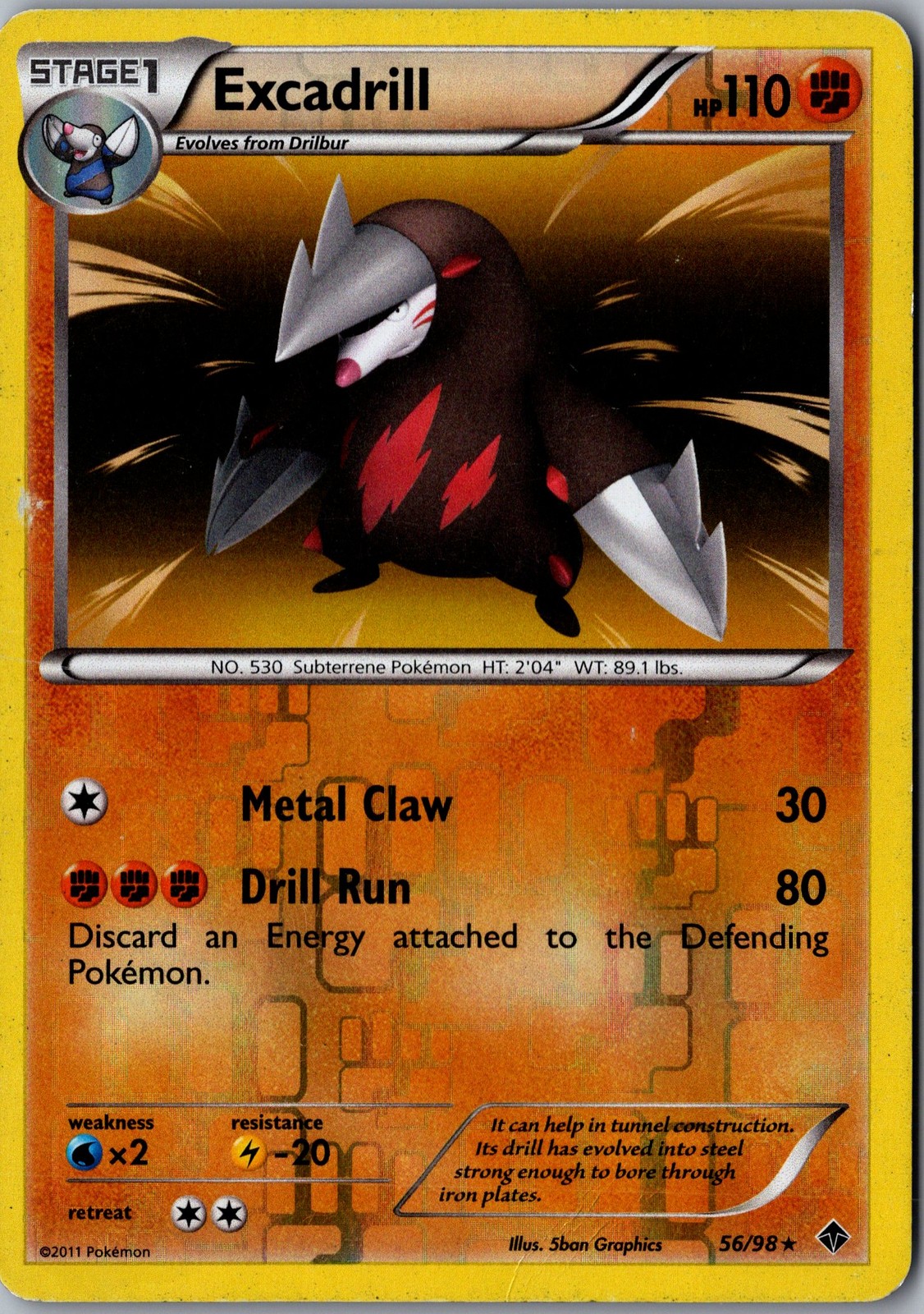 Excadrill 56/98 Holo Rare Emerging Powers Moderately Played Pokemon Card