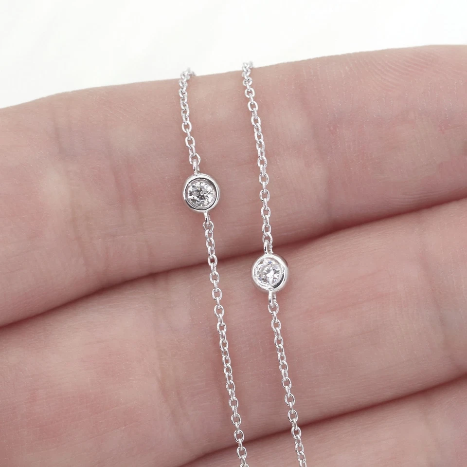 Gargantilla de oro blanco de 14 k de 16" de diamantes cultivados en laboratorio de 1,75 quilates G VS Foto 4 de 4