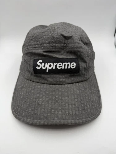Casquette de camp Seersucker délavée Supreme Gris Taille unique Logo boîte