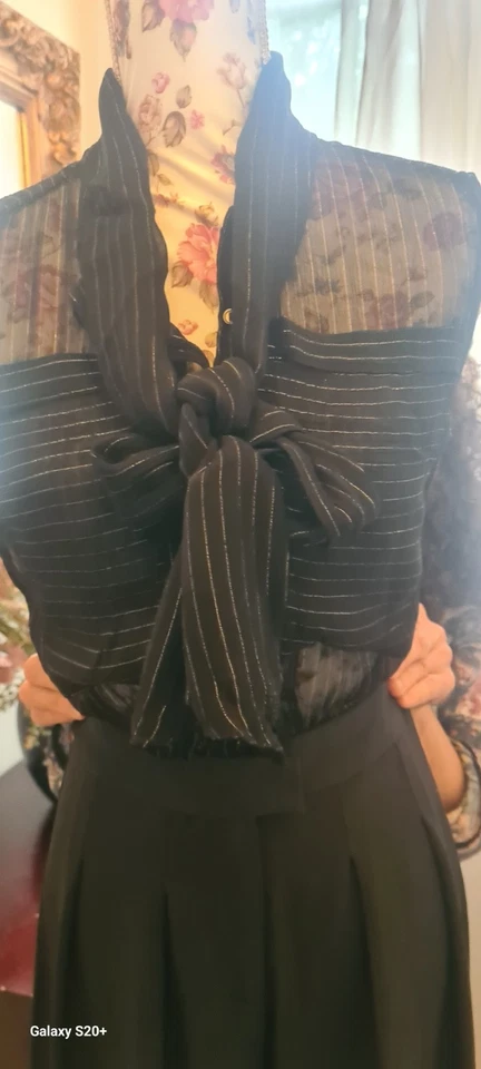 Salopette Combinaison Femme Vetement Marque Zarah Top Voile Noir Pantalon Soiree - Photo 1/4