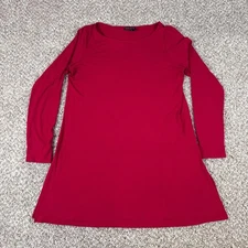 Eileen Fisher Dress Womens Medium Red Long Sleeve Jersey Knit Shift Casual
