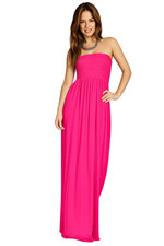 Strapless Maxi Sheering Ruched Boobtube Summer Beach Holiday Dress Size 8-22